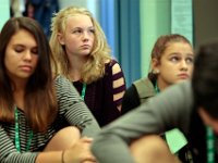 Skyla Lynk-Romano, 15, who suffered a traumatic brain injury when she was struck by a car on January 5th attends her first day of school at the Greater New Bedford Regional Vocational Technical High School after a long rehabilitation process at the Pappas Rehabilitation Hospital for Children in Canton, MA. On January 5, 2017, Skyla, a freshman at Greater New Bedford Regional Vocational-Technical High School, was crossing Dartmouth Street to meet her father after leaving the Dancer’s Edge studio when she was hit by a car and critically injured. The driver, Jessica Skaggs, 34, fled the scene before turning herself in. Skaggs has been sentenced to six months at the House of Corrections, but the sentense was suspended for two years. PHOTO PETER PEREIRA